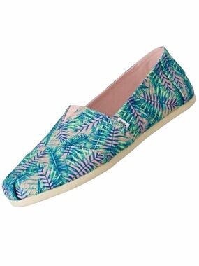 TOMS Alpargata women's slip-on candy pink California palm print Tropical 6.5 NWT